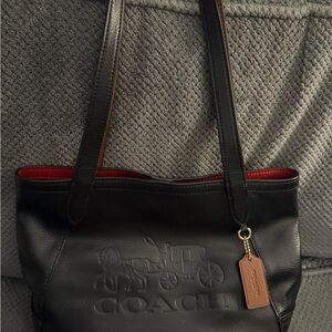 Coach Black Leather Tote Bag